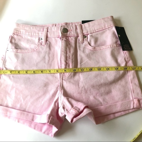 Wild Fable Barbiecore High Rise Light Pink Acid Wash Cuffed Hem Jean Shorts 0/25 - Picture 10 of 12